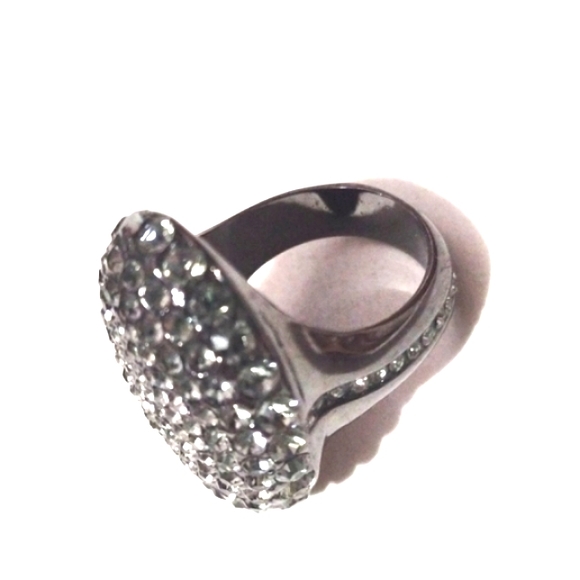 AKKAD GUNMETAL FINISH PAVE CRYSTAL COCKTAIL RING - SIZE 9 - Picture 7 of 7